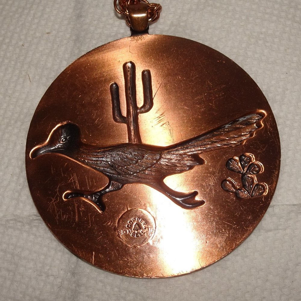 Vtg. Bell Trading Solid Copper Roadrunner Necklace - image 5